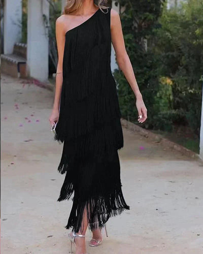 Manera | Vestido largo con flecos