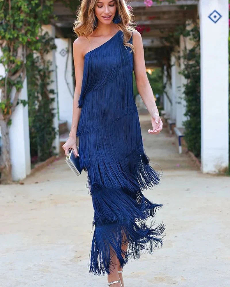 Manera | Vestido largo con flecos